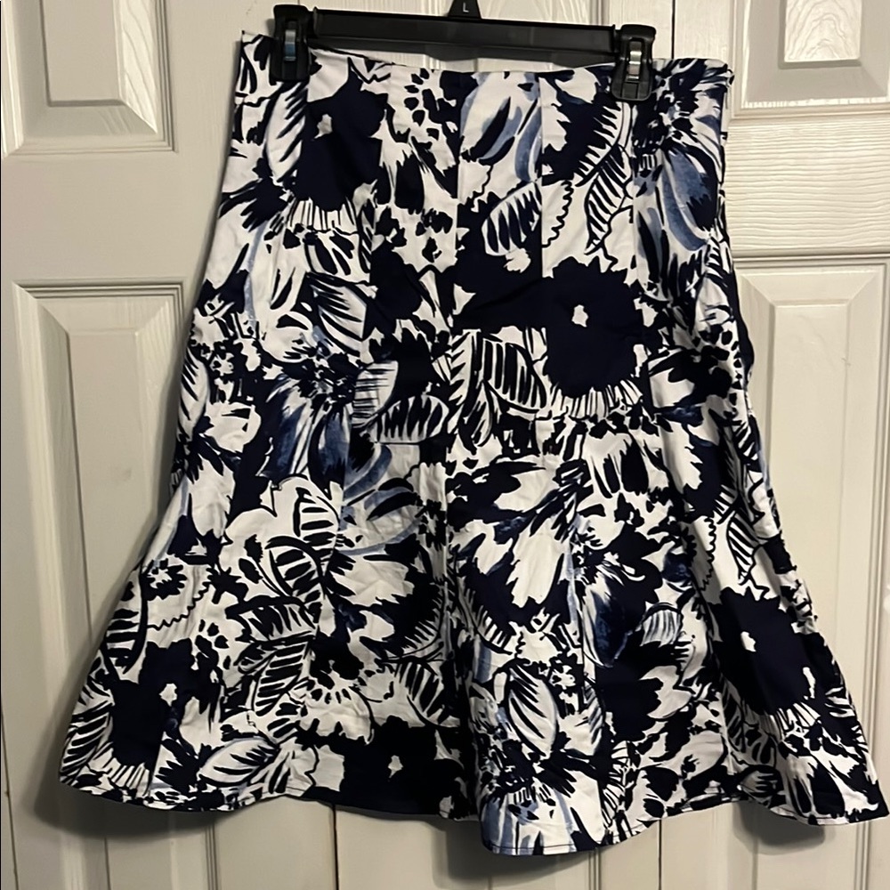 Floral Black, Blue and White Women's Skirt